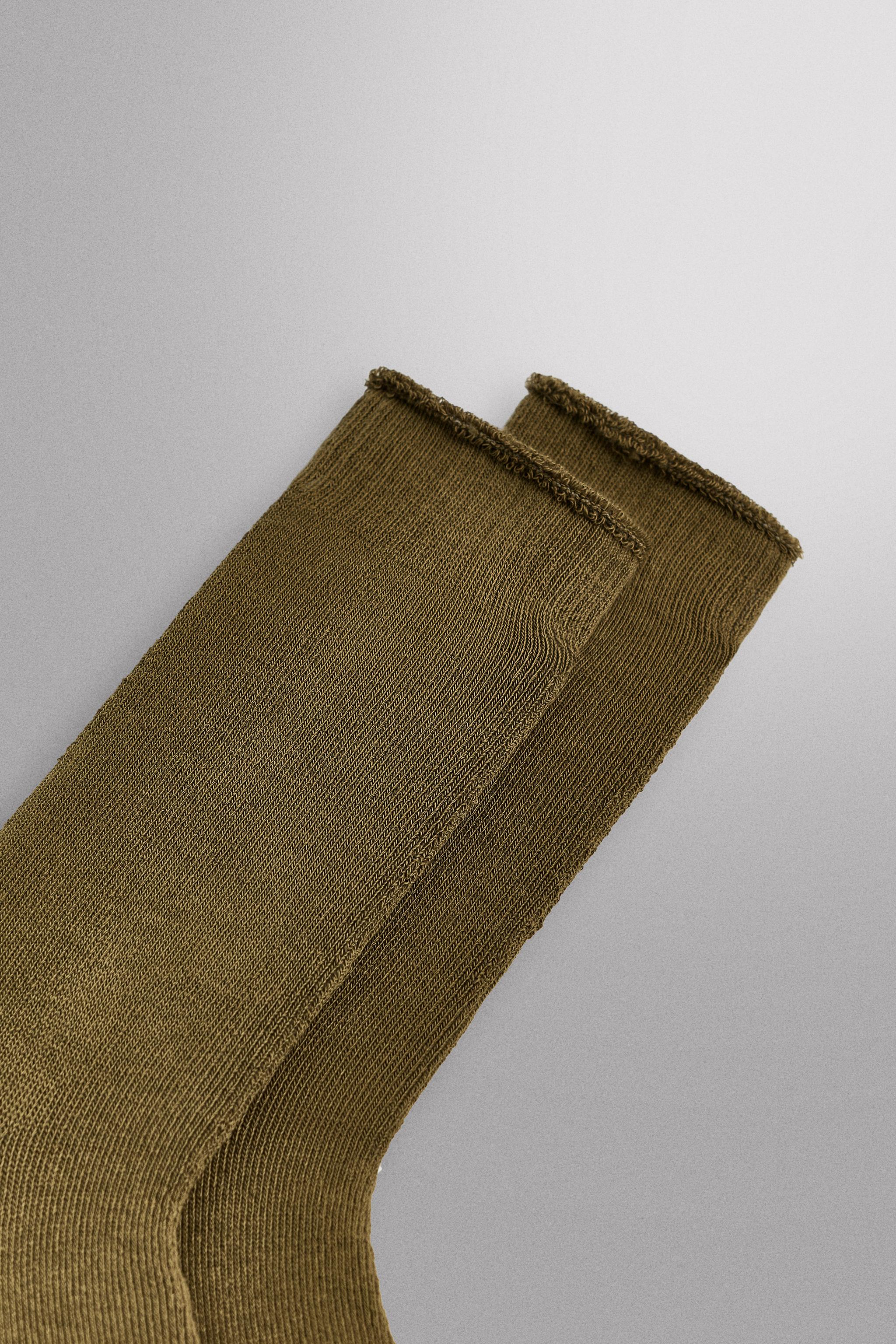 CHAUSSETTES EN MÉLANGE DE COTON ET VELOURS BOUCLÉ